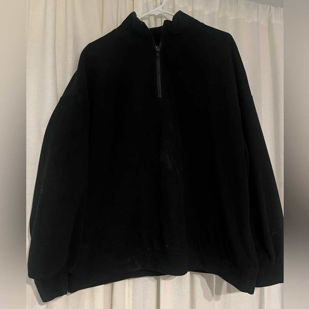 Oversized black quarter zip